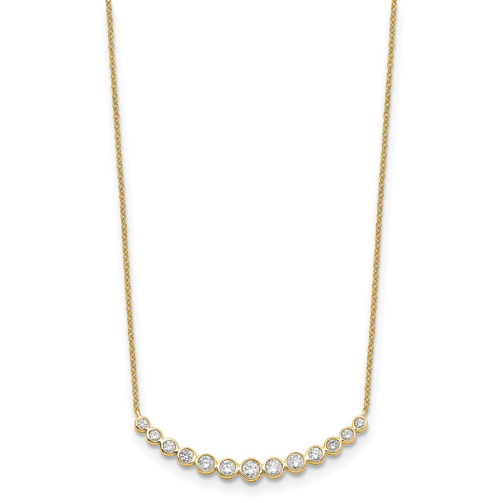 True Origin 14K Yellow Gold 3/4 carat Lab Grown Diamond VS+ F+ 18 in Complete Graduated Curved Bar Necklace