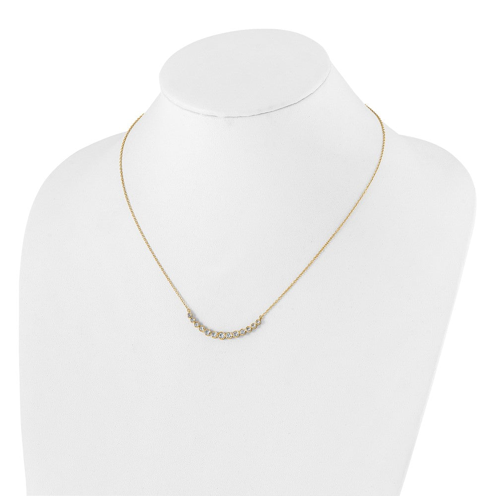 True Origin 14K Yellow Gold 3/4 carat Lab Grown Diamond VS+ F+ 18 in Complete Graduated Curved Bar Necklace