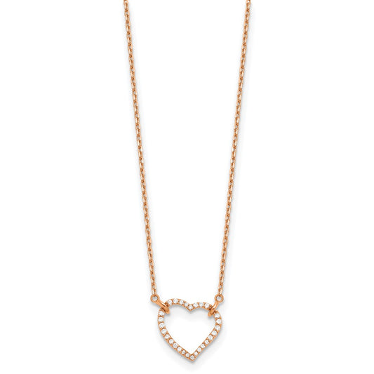 True Origin 14K Rose Gold 1/5 carat Lab Grown Diamond VS+ F+ Complete 18 in Hearts Necklace