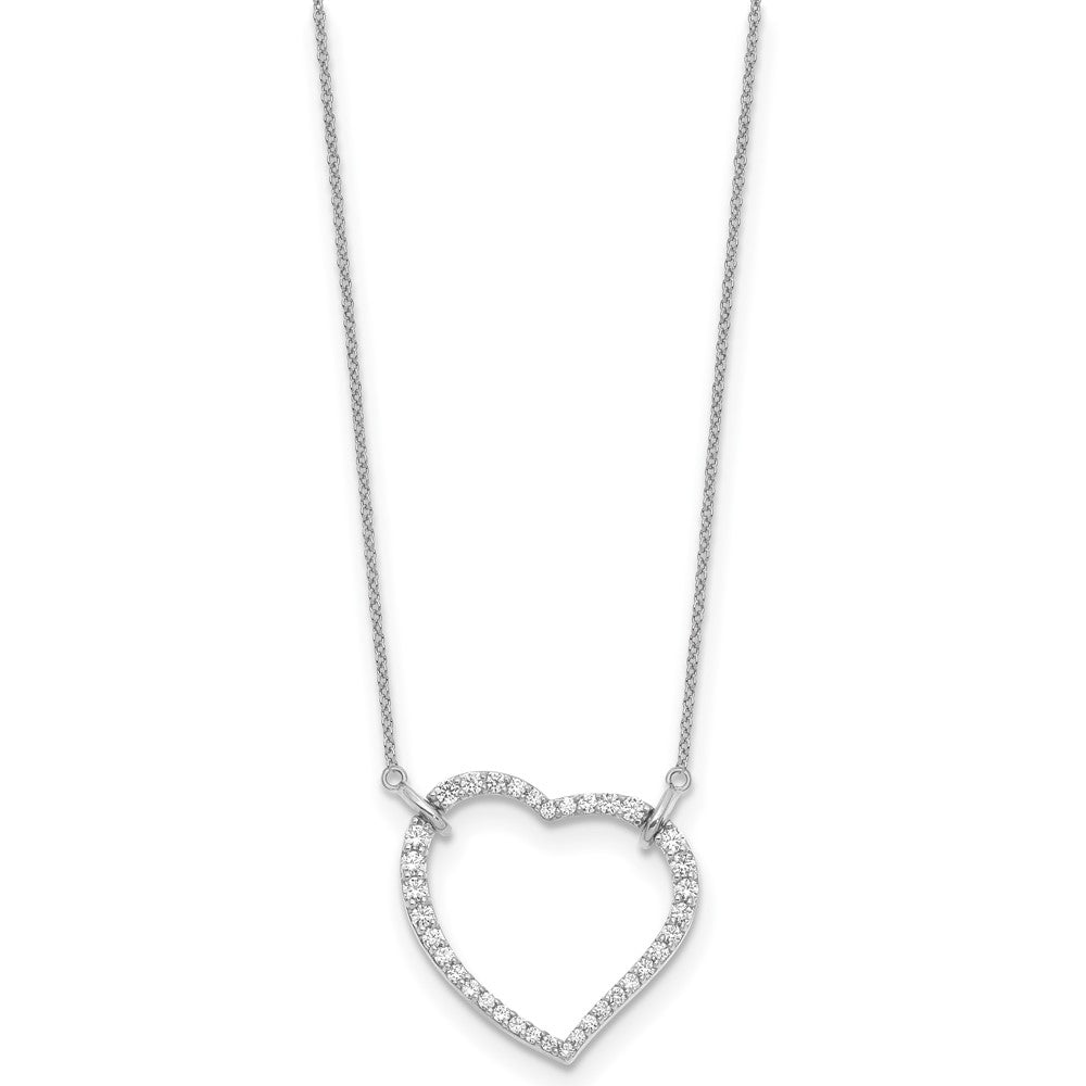 True Origin 14K White Gold 3/4 carat Lab Grown Diamond VS+ F+ Complete 18in Open Heart Necklace
