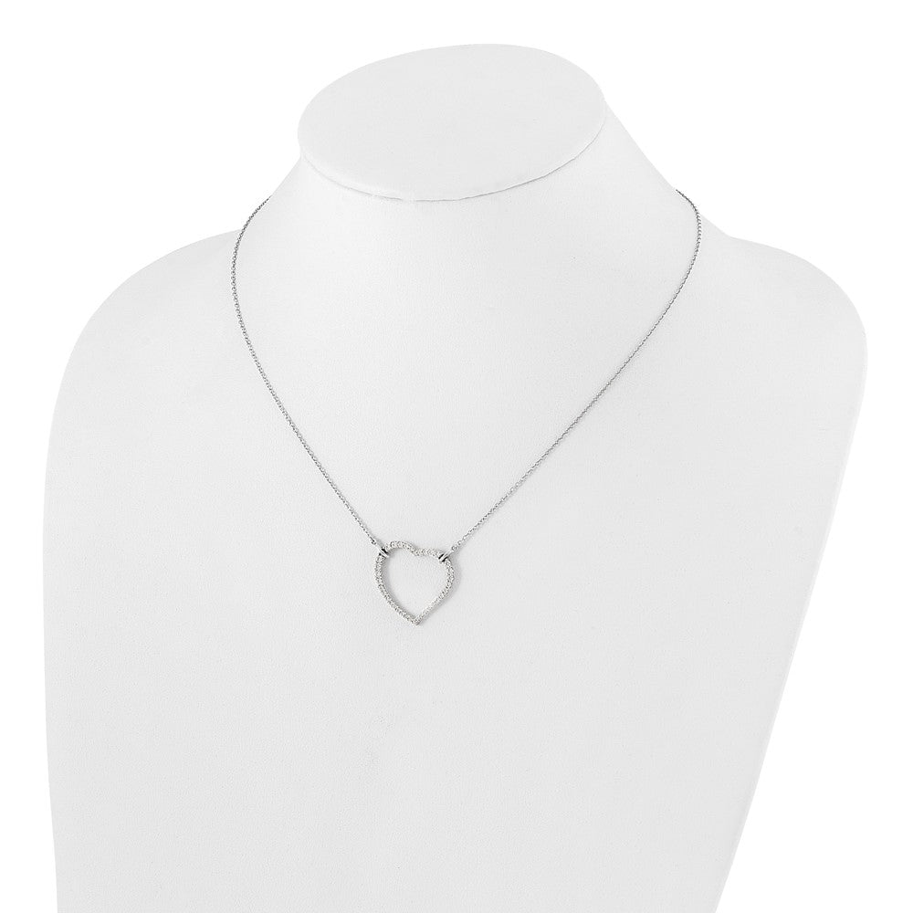 True Origin 14K White Gold 3/4 carat Lab Grown Diamond VS+ F+ Complete 18in Open Heart Necklace