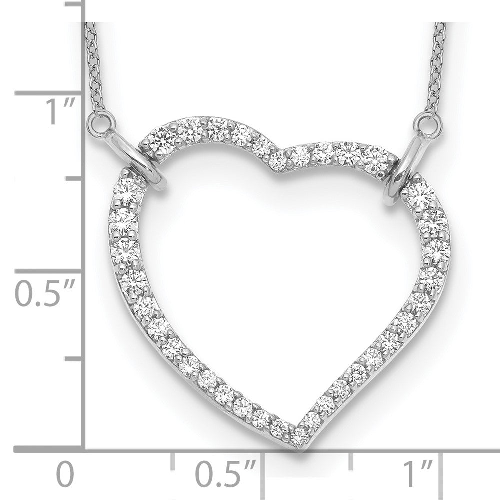 True Origin 14K White Gold 3/4 carat Lab Grown Diamond VS+ F+ Complete 18in Open Heart Necklace