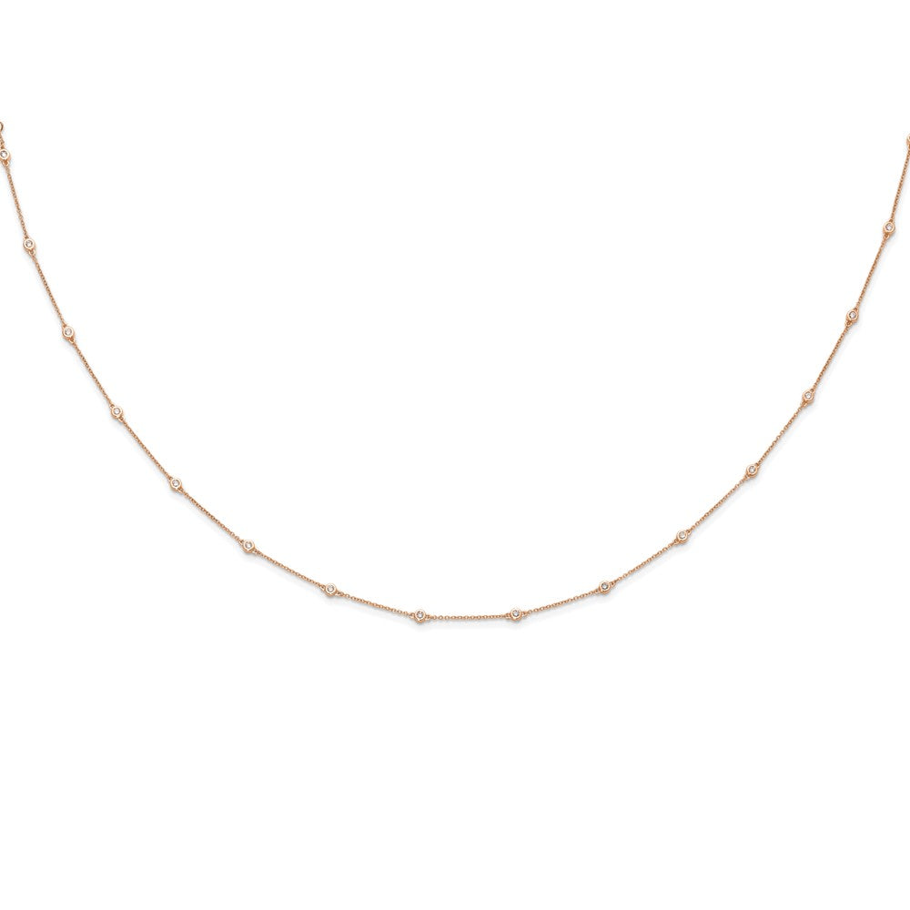 True Origin 14K Rose Gold 3/8 carat Lab Grown Diamond VS+ F+ Complete 16 Station 16 in Necklace