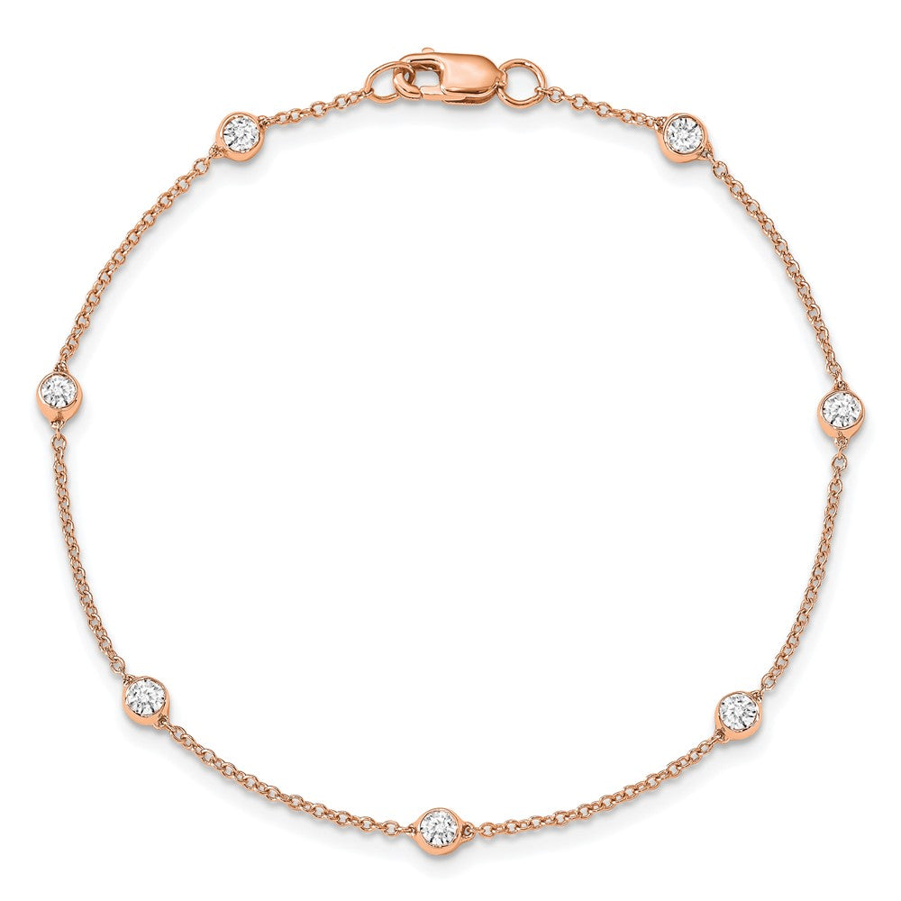 True Origin 14K Rose Gold 3/8 carat Lab Grown Diamond VS+ F+ Complete 7 Station 7 in Bracelet