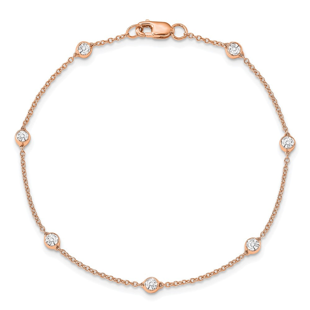 True Origin 14K Rose Gold 1/2 carat Lab Grown Diamond VS+ F+ Complete 8 Station 8 in Bracelet