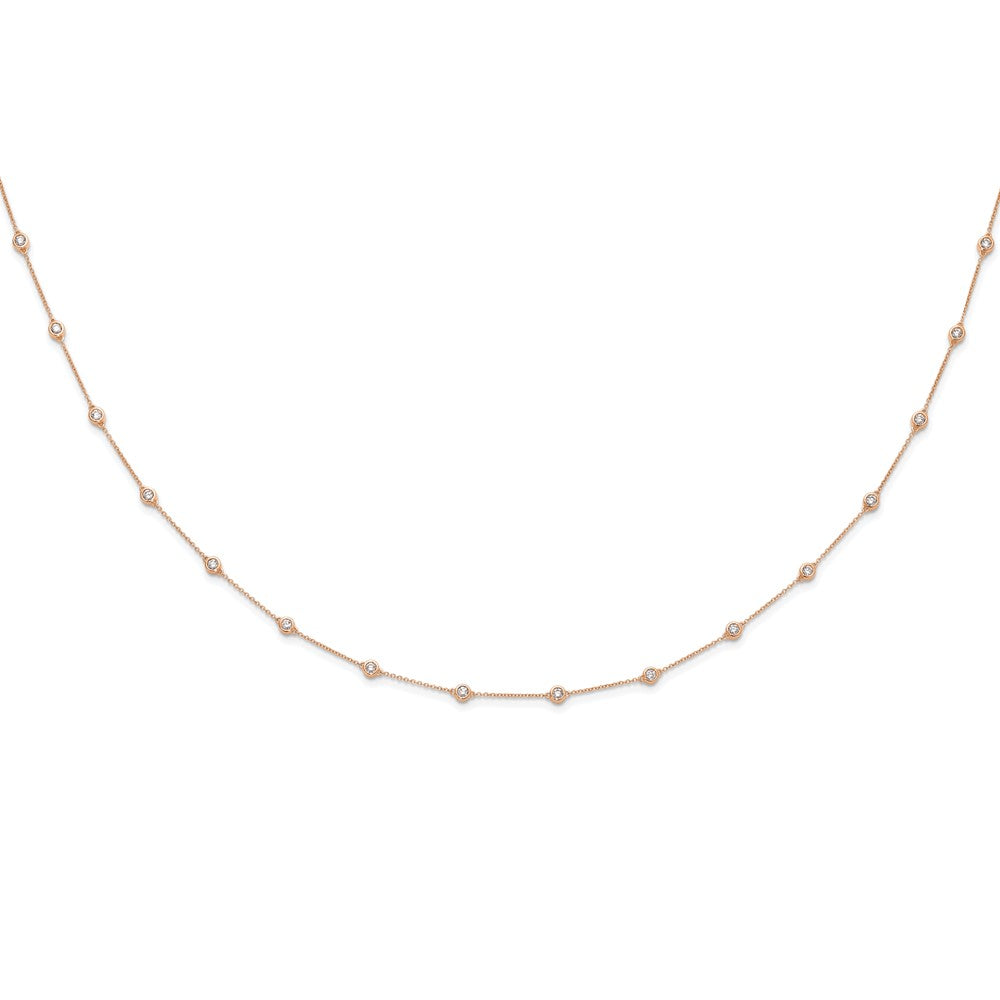 True Origin 14K Rose Gold 1 1/3 carat Lab Grown Diamond VS+ F+ Complete 20 Station 20 in Necklace