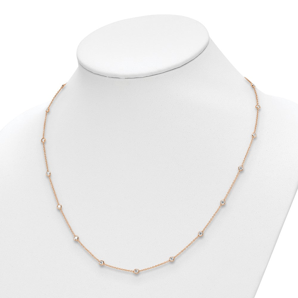 True Origin 14K Rose Gold 1 1/3 carat Lab Grown Diamond VS+ F+ Complete 20 Station 20 in Necklace