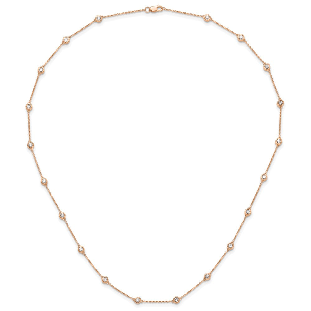 True Origin 14K Rose Gold 1 1/3 carat Lab Grown Diamond VS+ F+ Complete 20 Station 20 in Necklace