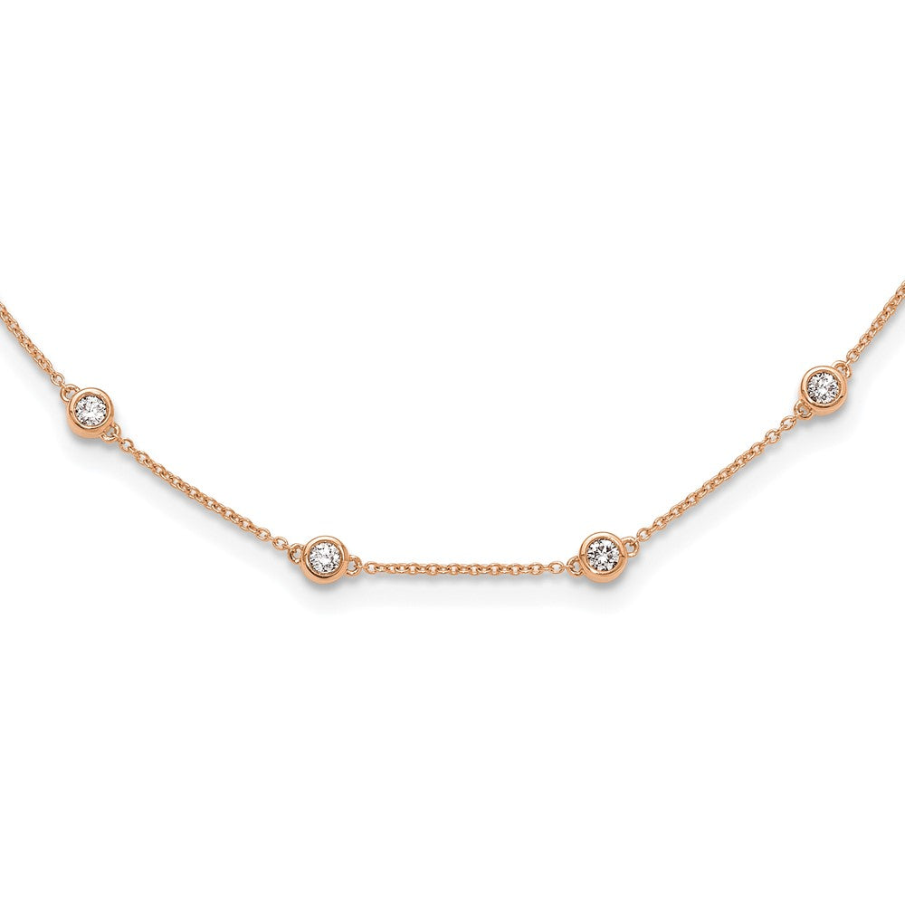 True Origin 14K Rose Gold 1 1/3 carat Lab Grown Diamond VS+ F+ Complete 20 Station 20 in Necklace