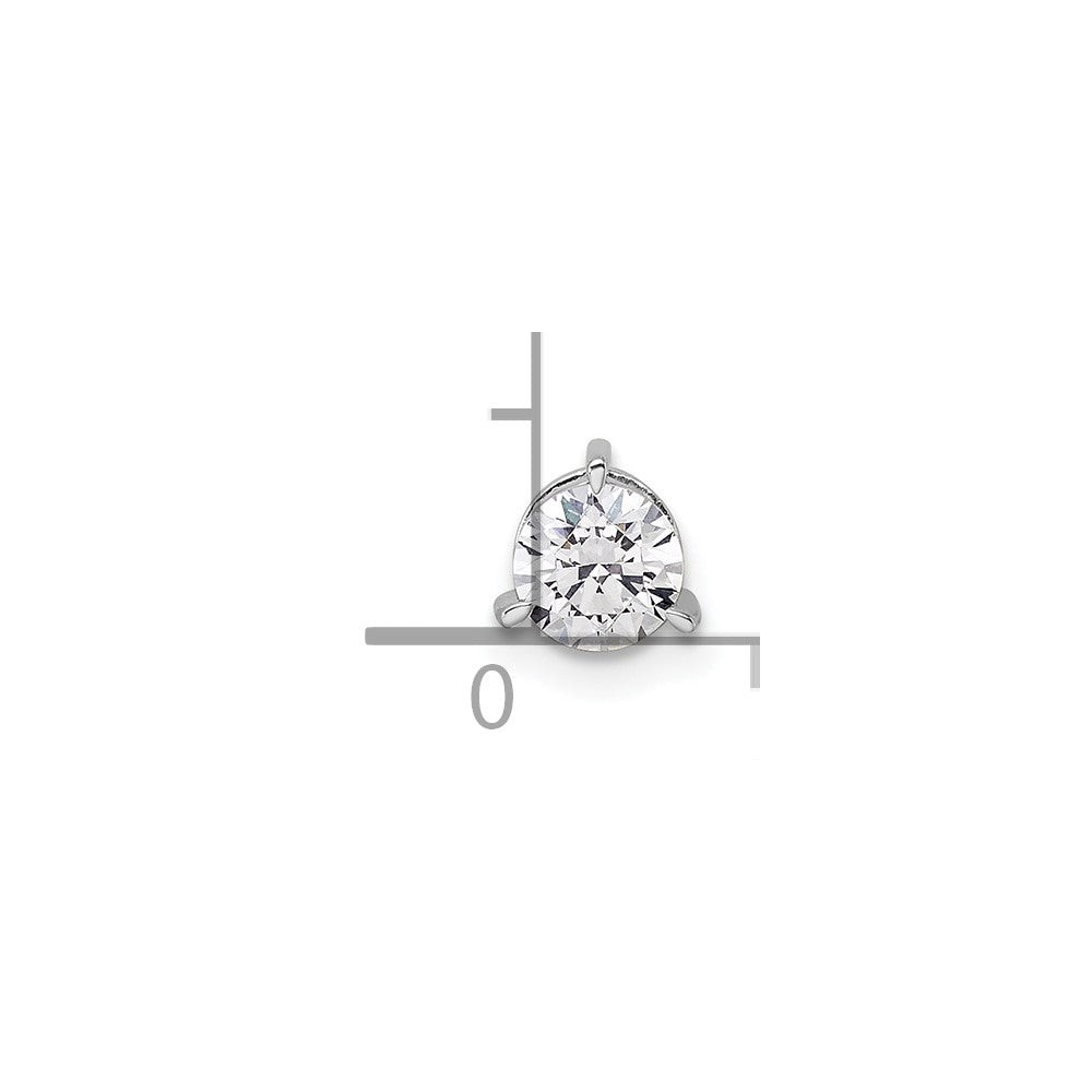 14k White Gold 1/2 carat Lab Grown Diamond VS/SI+ G+ Round Complete Three Prong Chain Slide Pendant