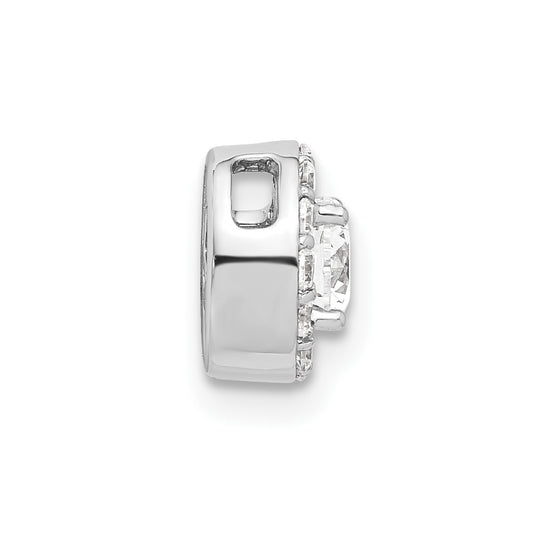14k White Gold 1/2 carat Lab Grown Diamond VS/SI+ G+ Round Complete Halo Chain Slide Pendant