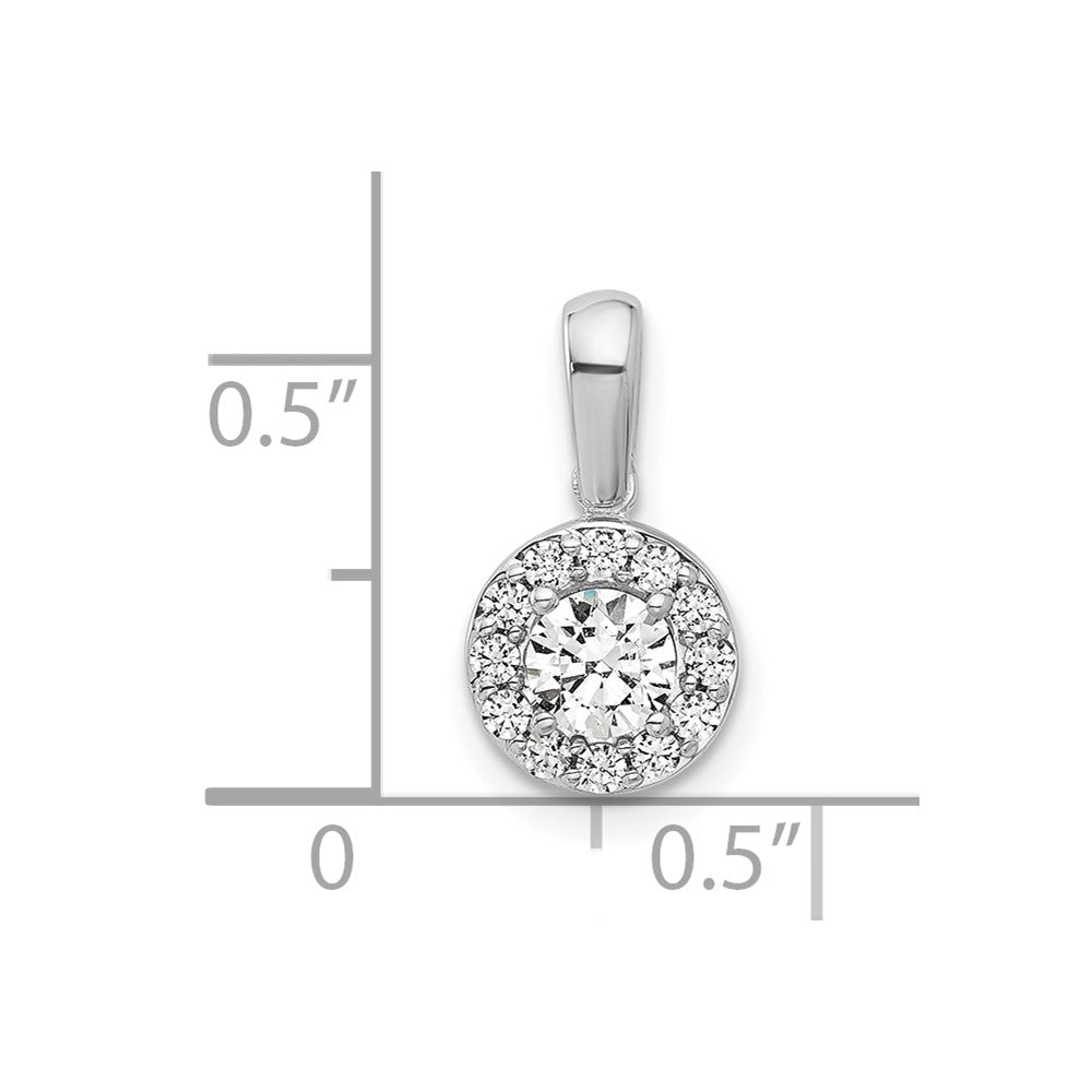 14k White Gold 1/2 carat Lab Grown Diamond VS/SI+ G+ Round Complete Halo Pendant
