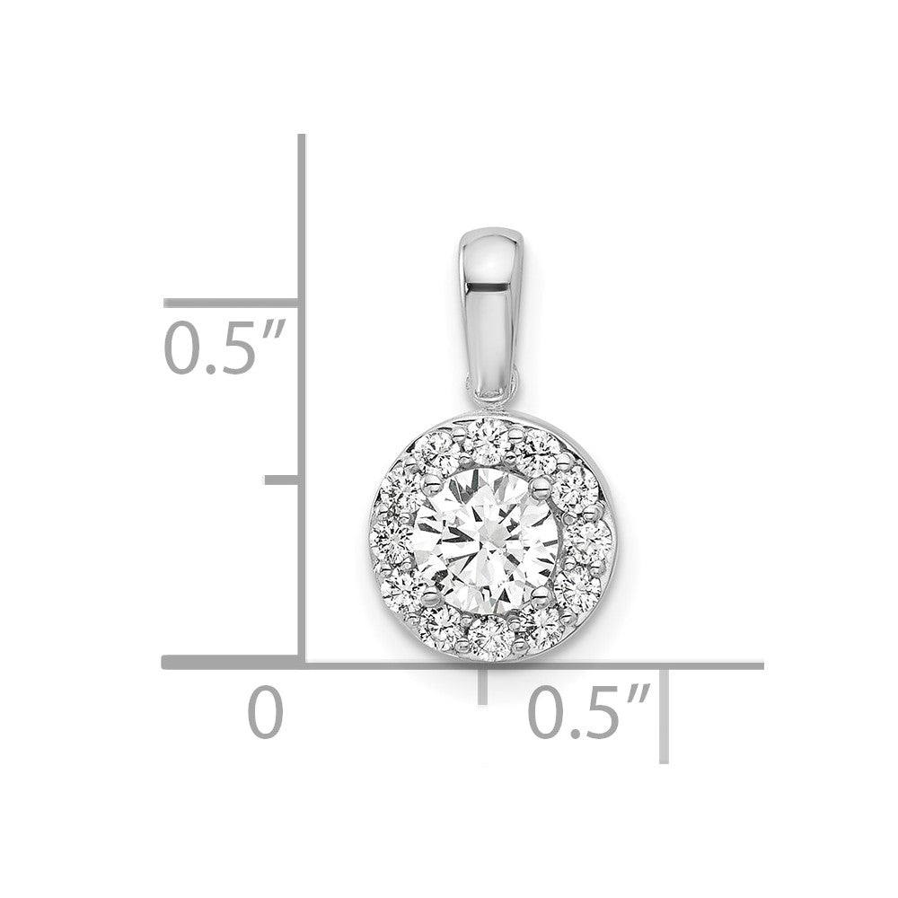 14k White Gold 3/4 carat Lab Grown Diamond VS/SI+ G+ Round Complete Halo Pendant