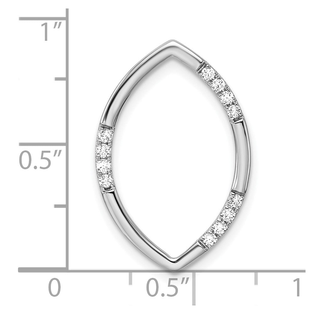 14k White Gold 1/8 carat Lab Grown Diamond VS/SI+ G+ Complete Oval Chain Slide Pendant