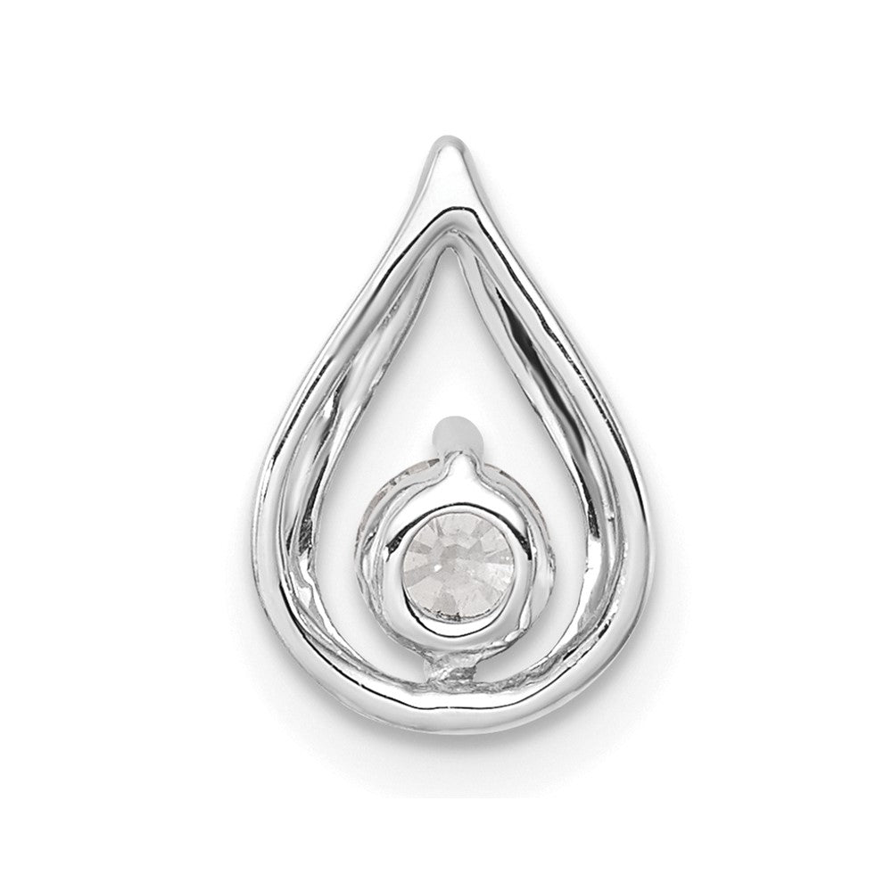 14k White Gold 1/4 carat Lab Grown Diamond VS/SI+ G+ Complete Teardrop Chain Slide Pendant