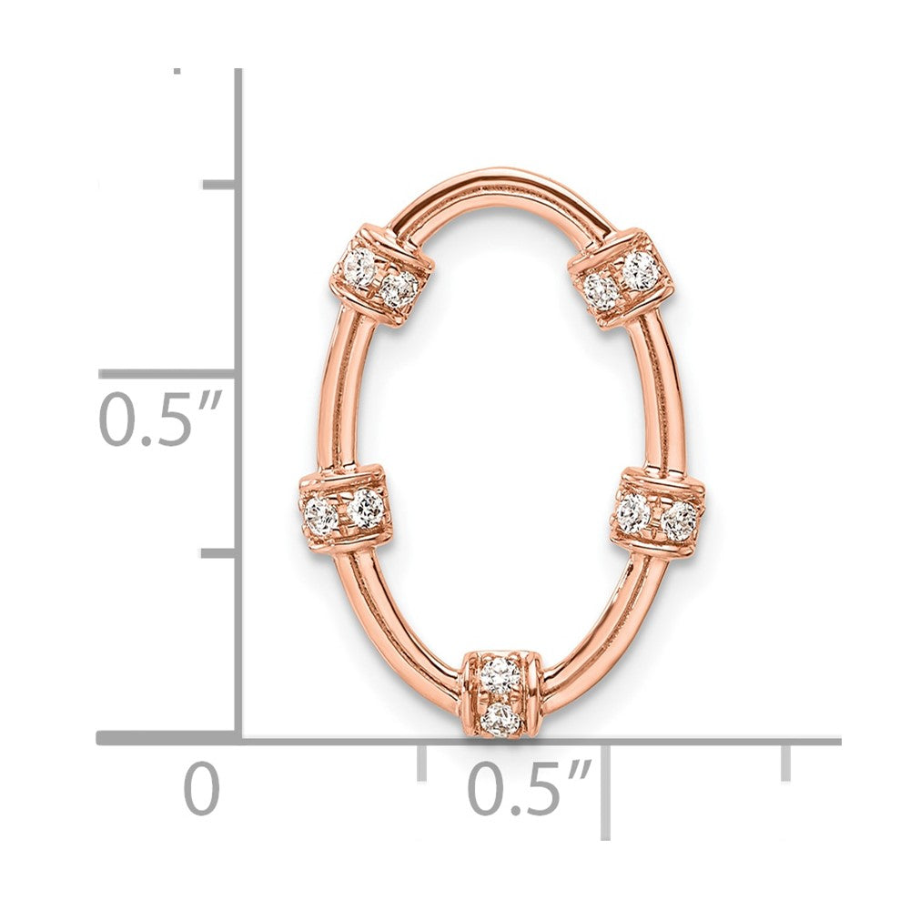 14k Rose Gold 1/10 carat Lab Grown Diamond VS/SI+ G+ Oval Chain Slide Pendant