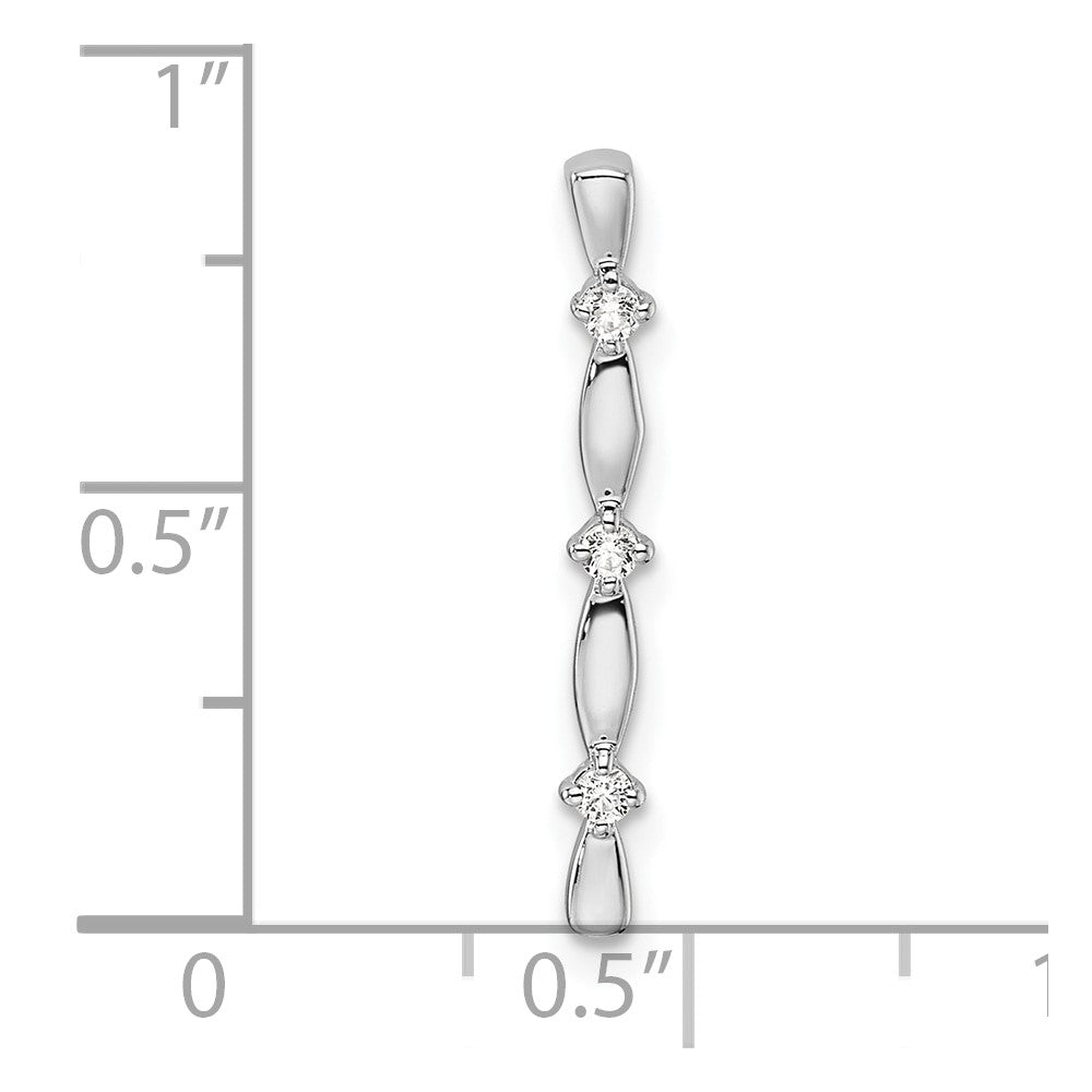 14k White Gold 1/20 carat Lab Grown Diamond VS/SI+ G+ Fashion Bar Chain Slide Pendant