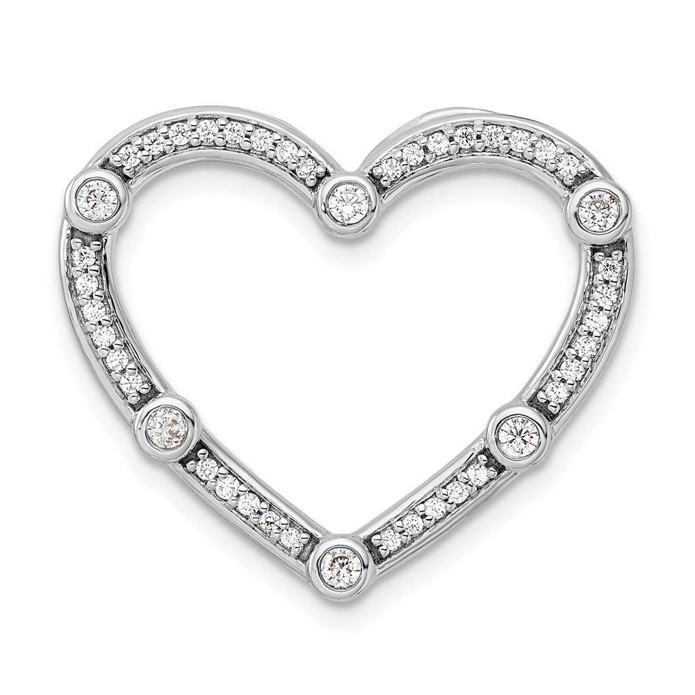 14k White Gold 1/3 carat Lab Grown Diamond VS/SI+ G+ Complete Open Heart Chain Slide Pendant