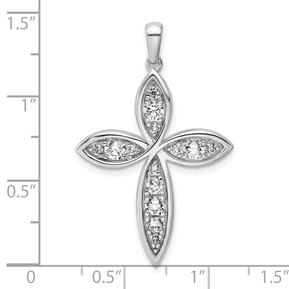 14k White Gold 3/4 carat Lab Grown Diamond VS/SI+ G+ Cross Pendant