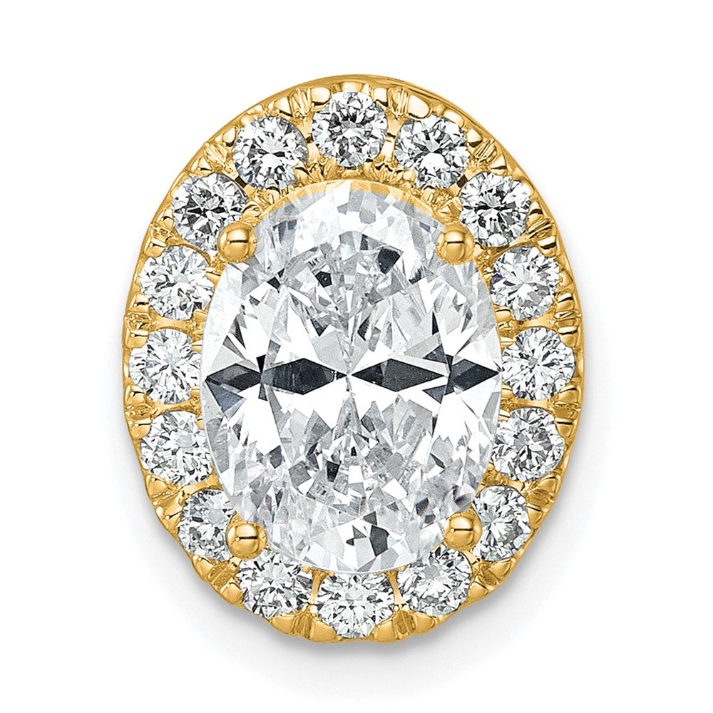 14k 1/2 carat Lab Grown Diamond VS/SI+ G+ Oval Semi Mount 9.9x6.9mm Center Halo Chain Slide Pendant
