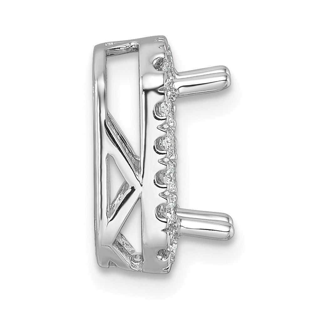 14k White Gold 1/2 carat Lab Grown Diamond VS/SI+ G+ Holds 2 carat Radiant Center Semi Mount Halo Chain Slide Pendant