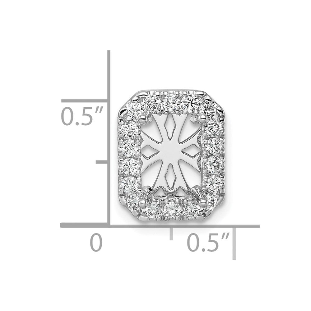 14k White Gold 1/2 carat Lab Grown Diamond VS/SI+ G+ Holds 2 carat Radiant Center Semi Mount Halo Chain Slide Pendant