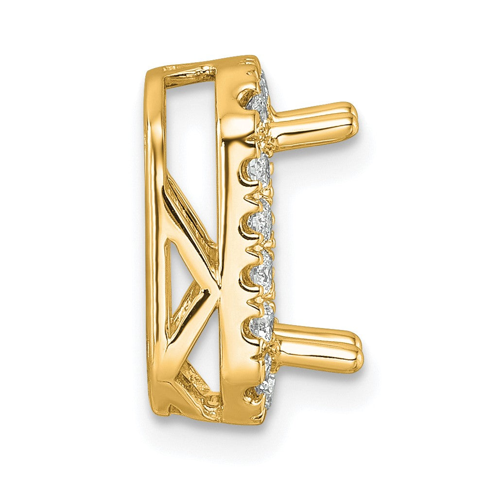 14k 1/2 carat Lab Grown Diamond VS/SI+ G+ Holds 2 carat Radiant Center Semi Mount Halo Chain Slide Pendant