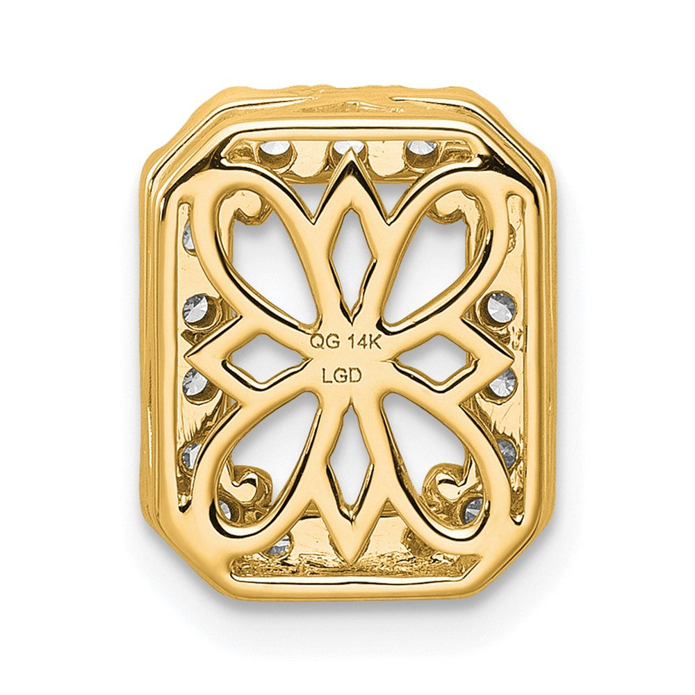 14k 1/2 carat Lab Grown Diamond VS/SI+ G+ Holds 2 carat Radiant Center Semi Mount Halo Chain Slide Pendant