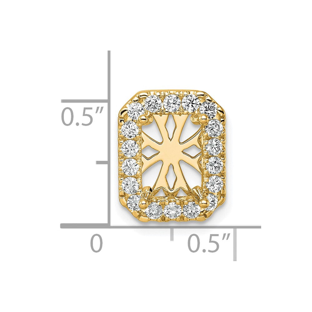 14k 1/2 carat Lab Grown Diamond VS/SI+ G+ Holds 2 carat Radiant Center Semi Mount Halo Chain Slide Pendant