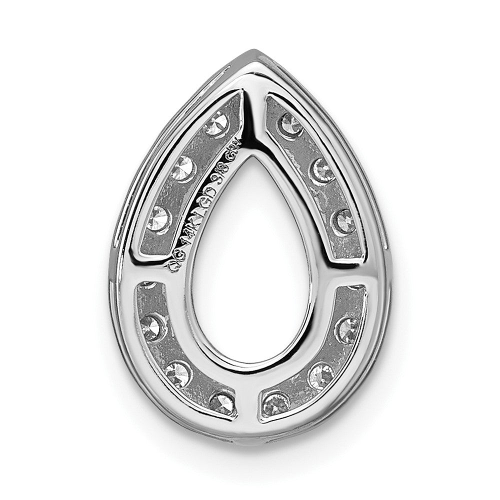 14k 3/8 carat Lab Grown Diamond VS/SI+ G+ Semi Mount Holds 10.7x7mm Pear Center Halo Chain Slide Pendant