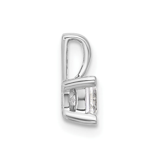 14k White Gold 1/2 carat Lab Grown Diamond VS/SI+ G+ Princess Complete Four Prong Pendant