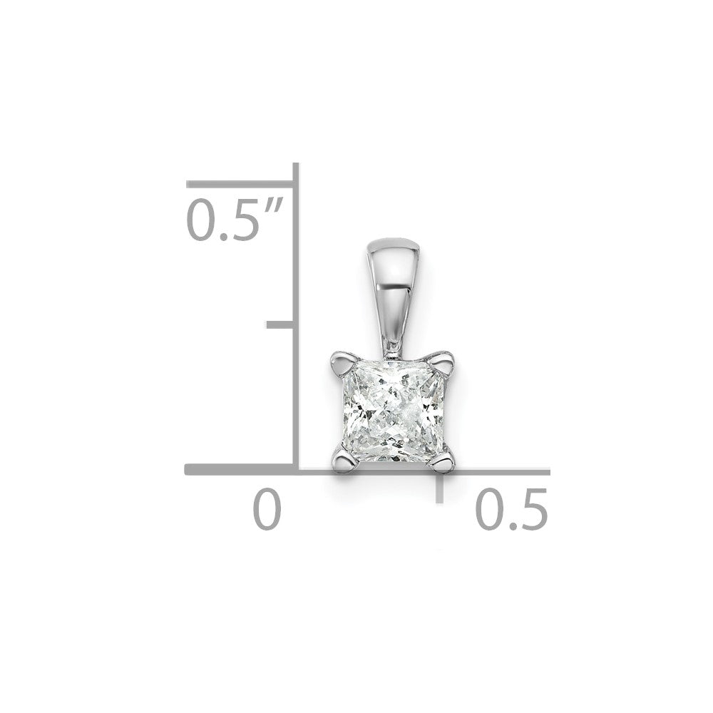 14k White Gold 1/2 carat Lab Grown Diamond VS/SI+ G+ Princess Complete Four Prong Pendant