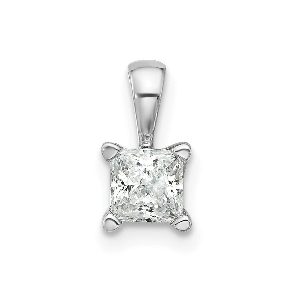 14k White Gold 1/2 carat Lab Grown Diamond VS/SI+ G+ Princess Complete Four Prong Pendant