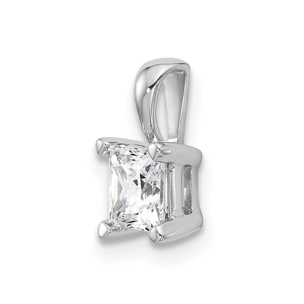 14k White Gold 3/4 carat Lab Grown Diamond VS/SI+ G+ Princess Complete Four Prong Pendant