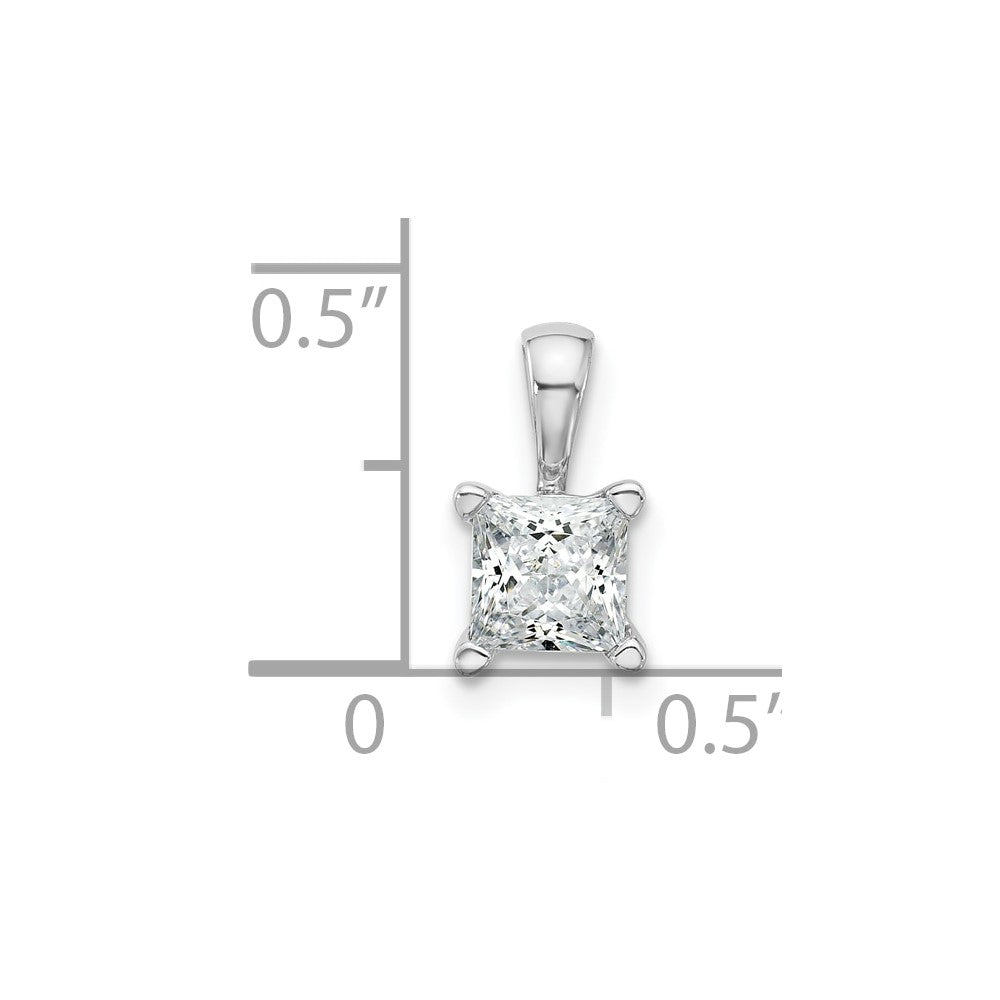14k White Gold 3/4 carat Lab Grown Diamond VS/SI+ G+ Princess Complete Four Prong Pendant