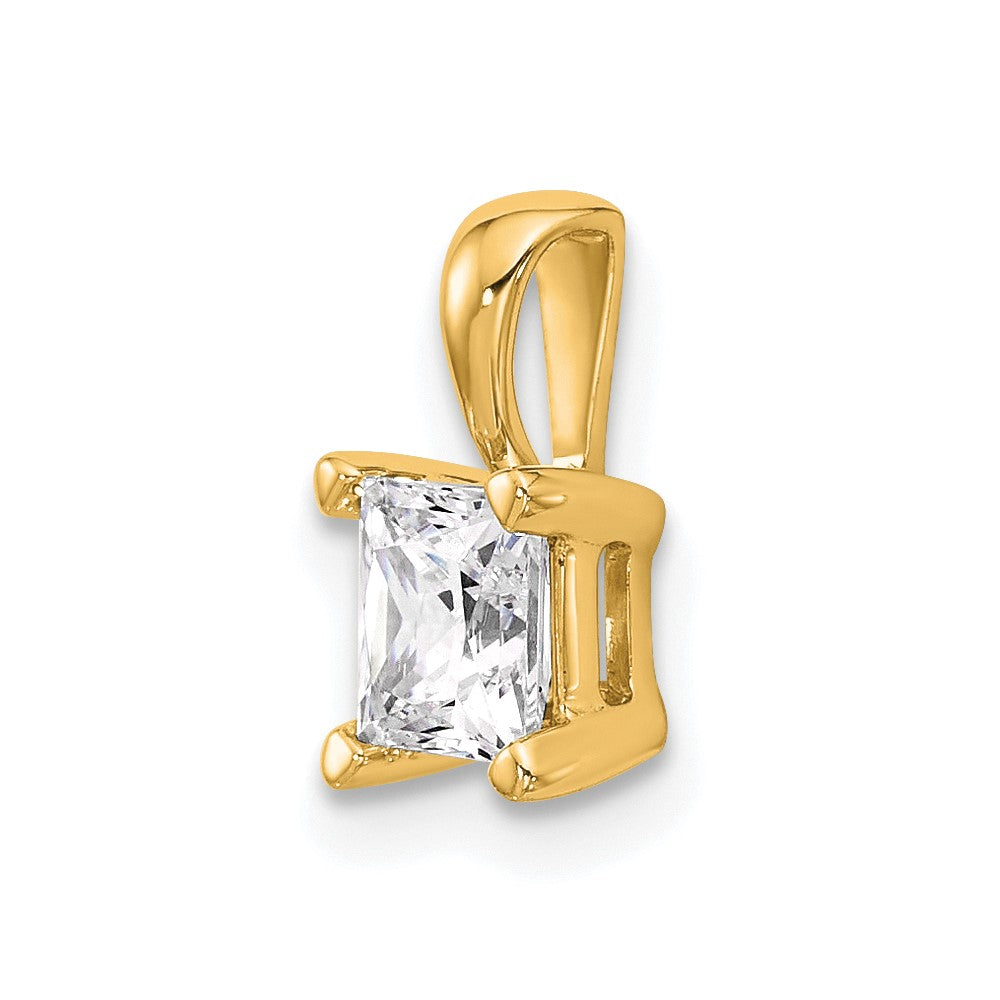 14k 3/4 carat Lab Grown Diamond VS+ F+ Princess Complete Four Prong Pendant