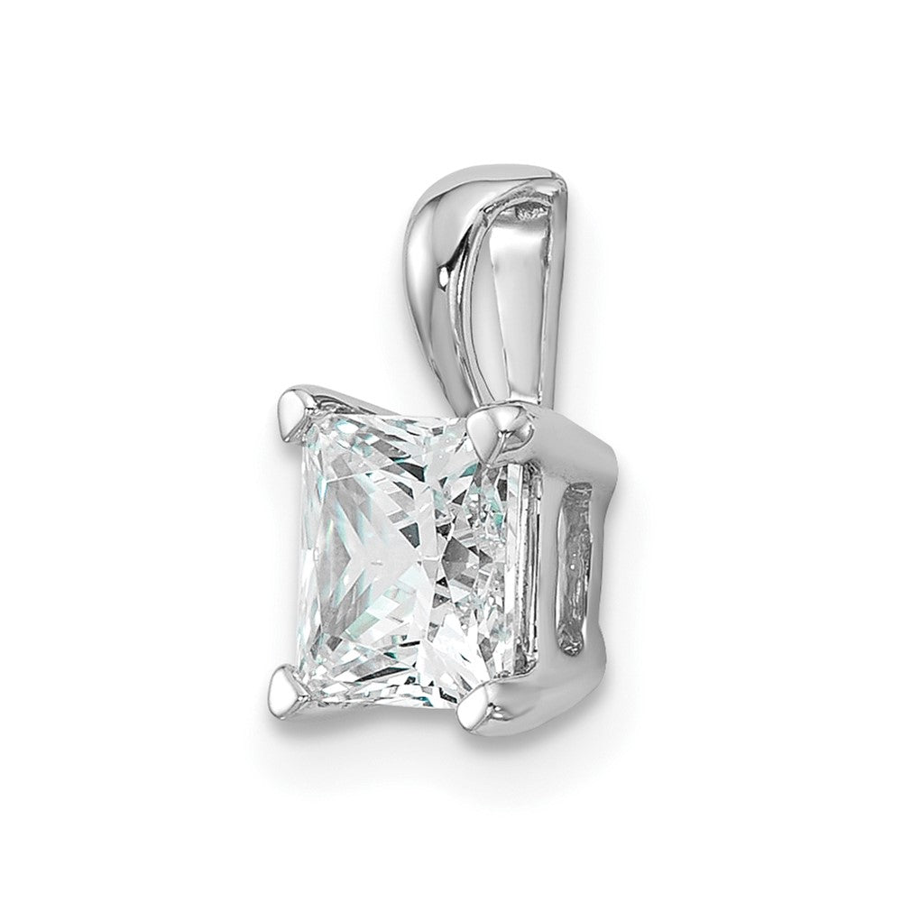 14k White Gold 1 carat Lab Grown Diamond VS/SI+ G+ Princess Complete Four Prong Pendant
