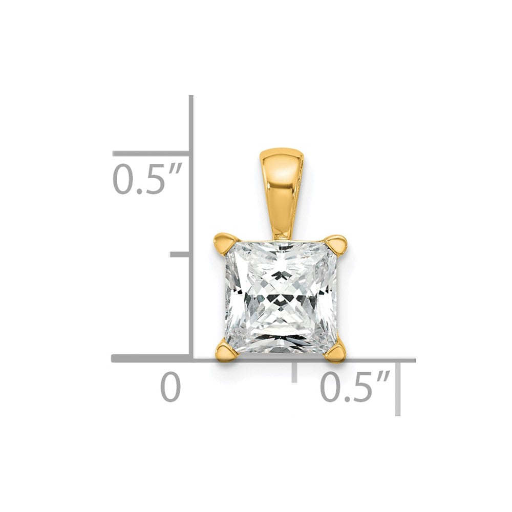 14k 2 carat Lab Grown Diamond VS/SI+ G+ Princess Complete Four Prong Pendant