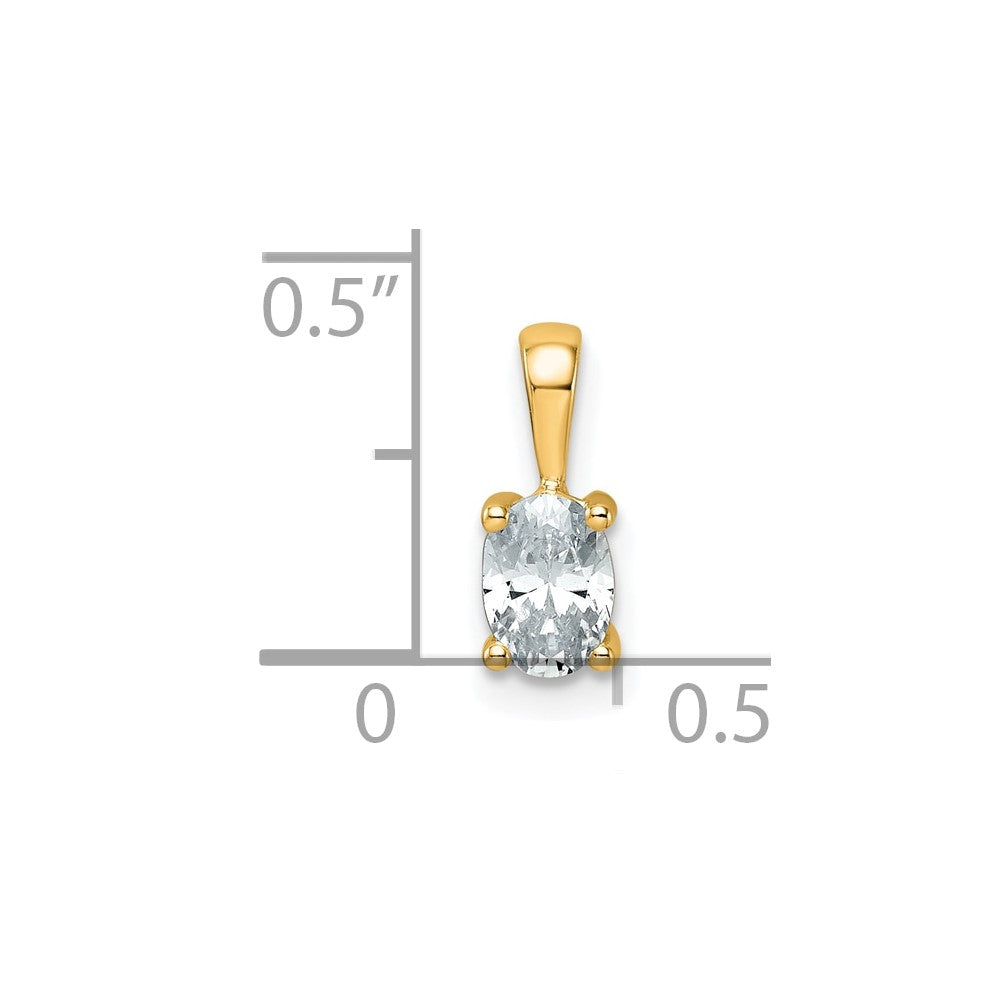 14k 1/2 carat Lab Grown Diamond VS/SI+ G+ Oval Complete Four Prong Pendant