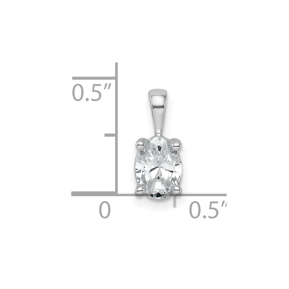 14k White Gold 3/4 carat Lab Grown Diamond VS/SI+ G+ Oval Complete Four Prong Pendant