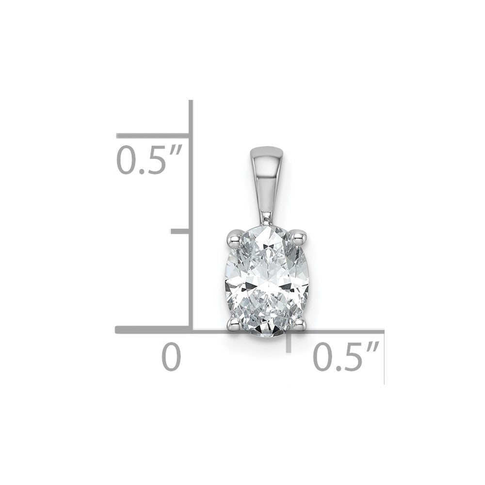 14k White Gold 1 carat Lab Grown Diamond VS+ F+ Oval Complete Four Prong Pendant