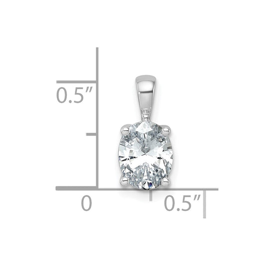 14k White Gold 1 1/2 carat Lab Grown Diamond VS+ F+ Oval Complete Four Prong Pendant