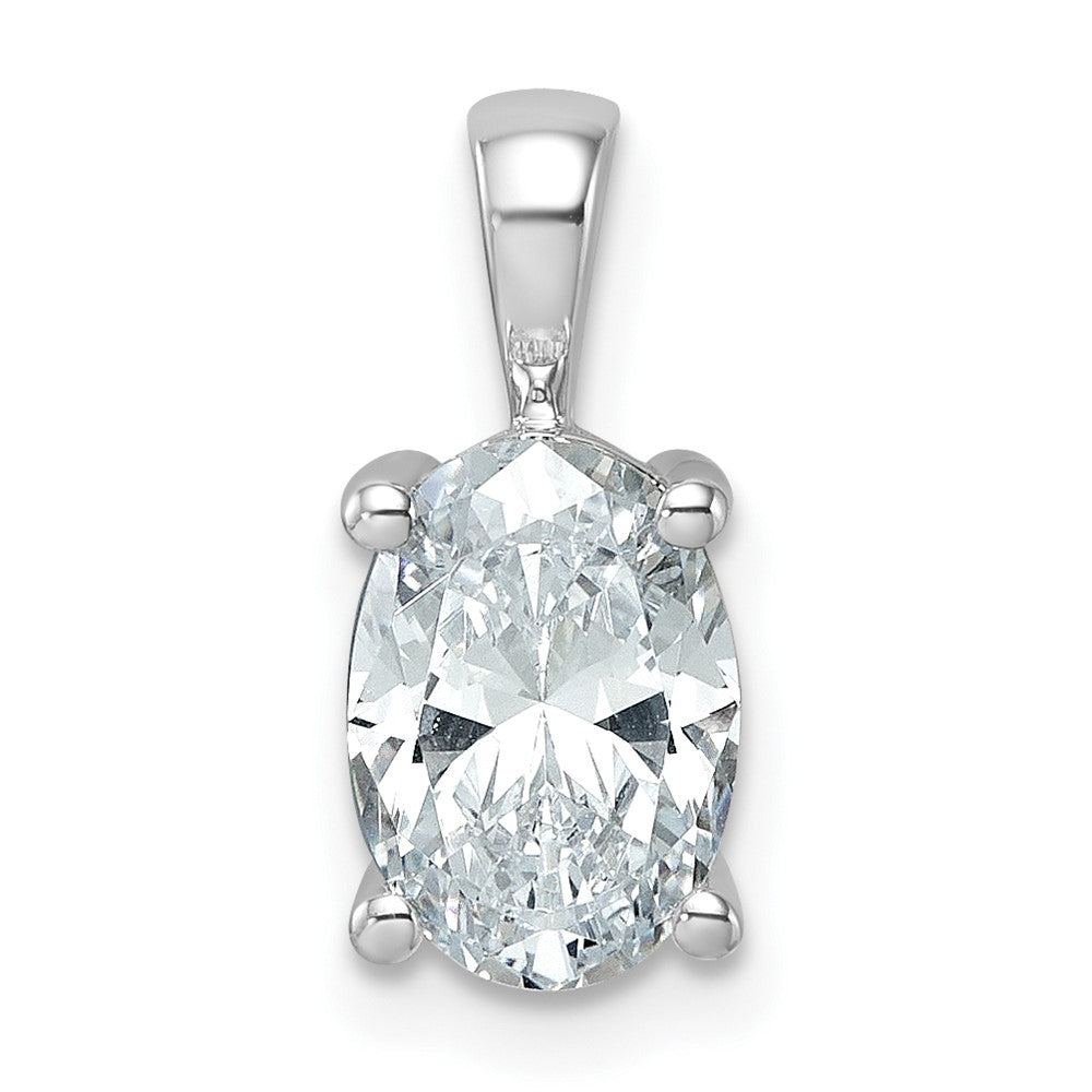 14k White Gold 2 carat Lab Grown Diamond VS/SI+ G+ Oval Complete Four Prong Pendant