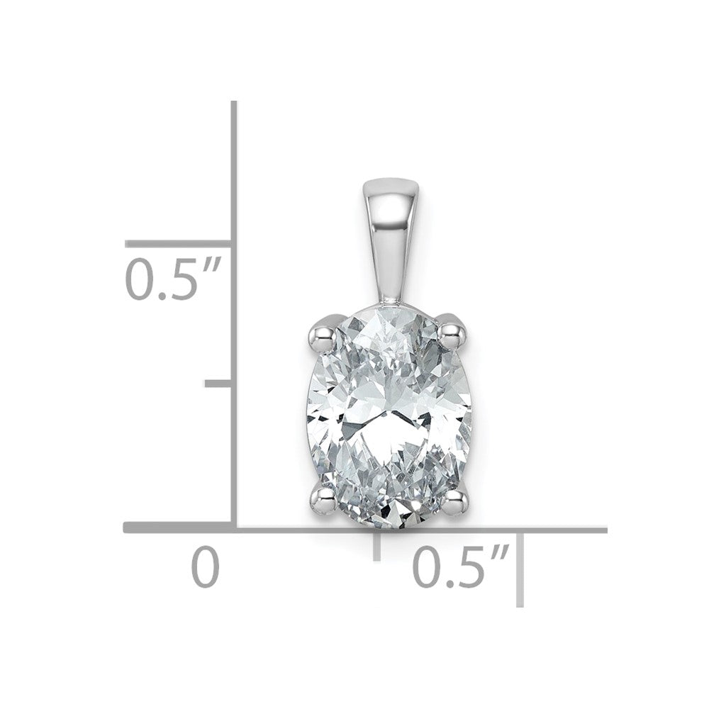 14k White Gold 2 1/2 carat Lab Grown Diamond VS+ F+ Oval Complete Four Prong Pendant
