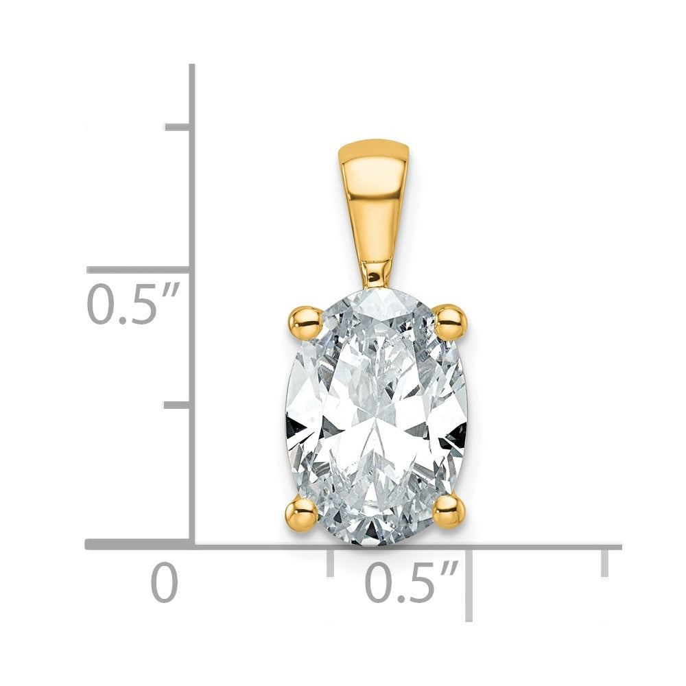 14k 3 carat Lab Grown Diamond VS/SI+ G+ Oval Complete Four Prong Pendant