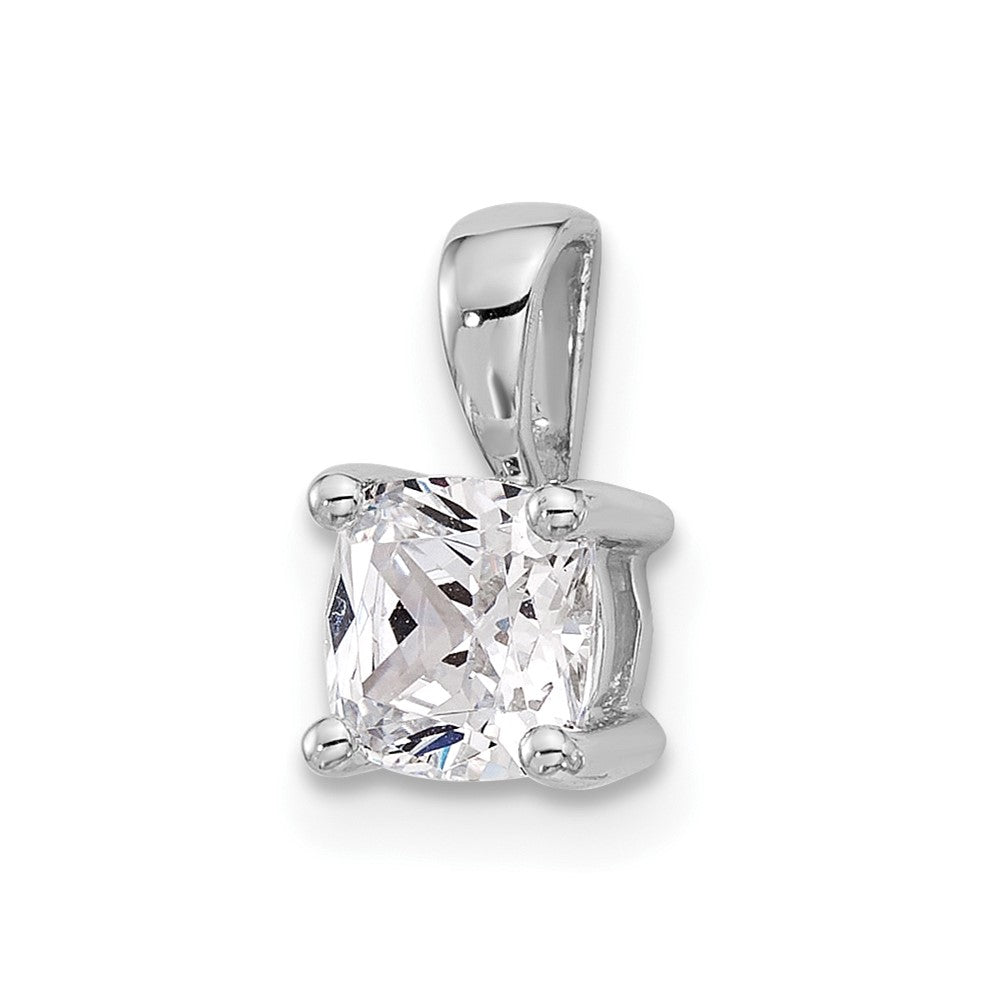 14k White Gold 3/4 carat Lab Grown Diamond VS/SI+ G+ Cushion Complete Four Prong Pendant