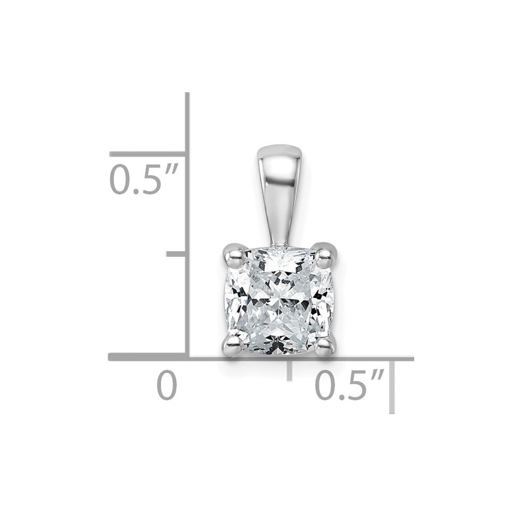 14k White Gold 1 1/2 carat Lab Grown Diamond VS+ F+ Cushion Complete Four Prong Pendant
