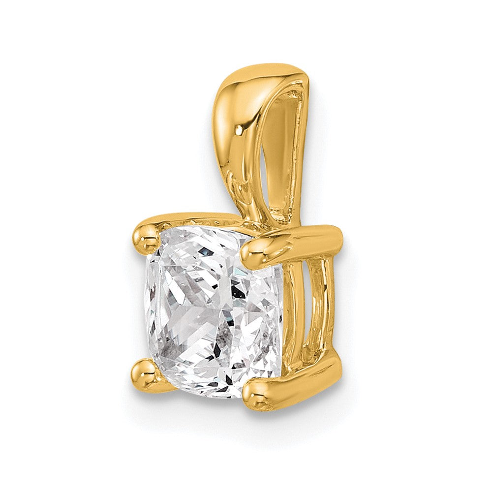 14k 1 1/2 carat Lab Grown Diamond VS+ F+ Cushion Complete Four Prong Pendant