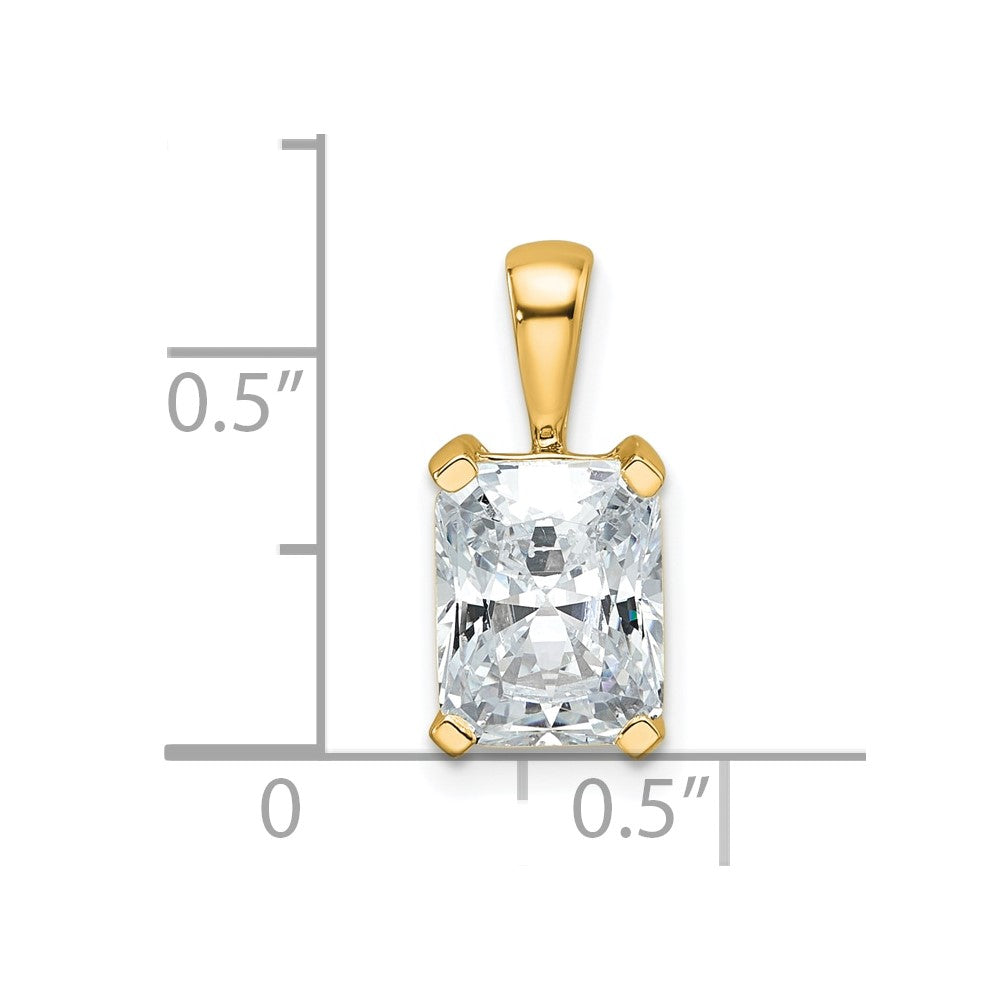 14k 2 carat Lab Grown Diamond VS/SI+ G+ Radiant Complete Four Prong Pendant