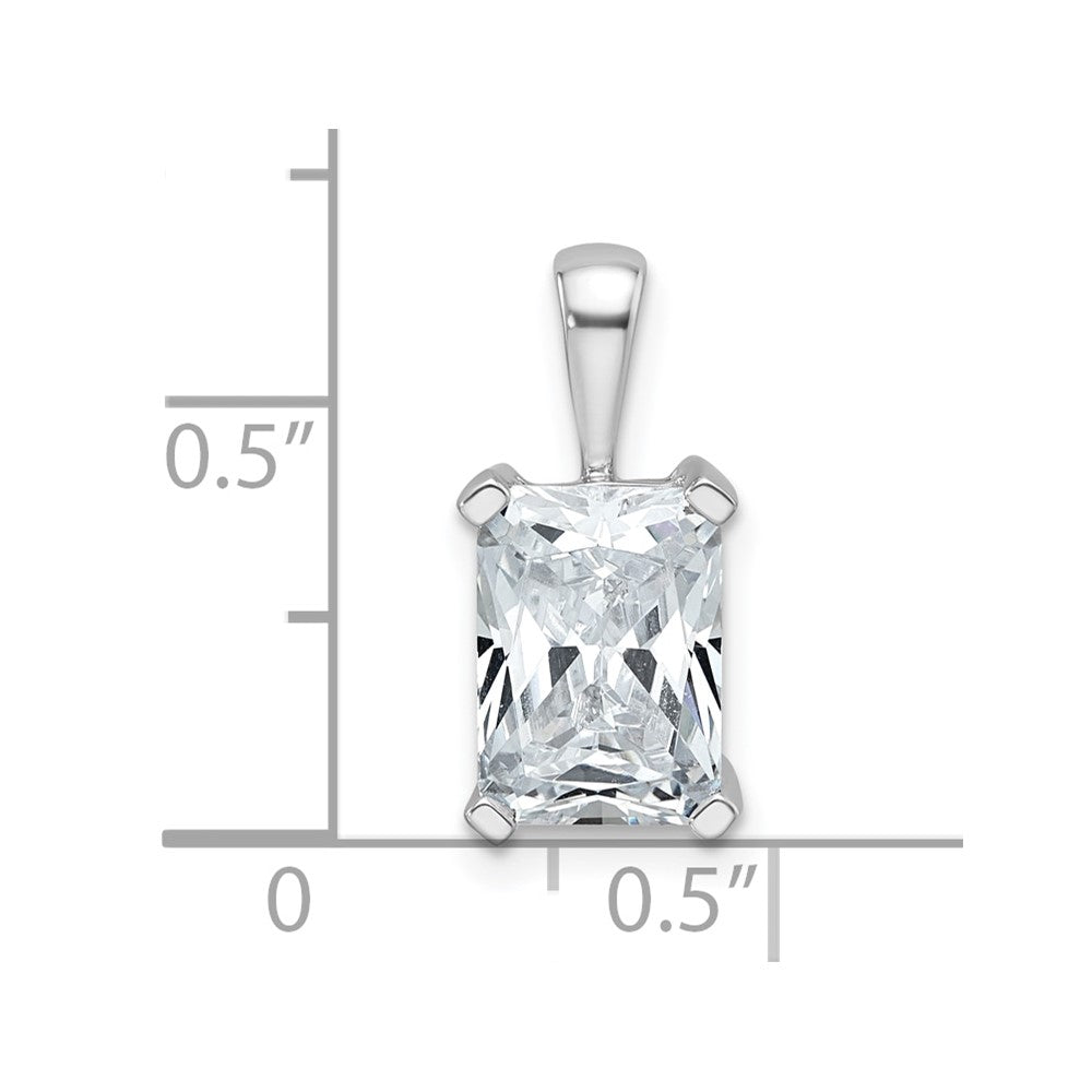 14k White Gold 2 1/2 carat Lab Grown Diamond VS/SI+ G+ Radiant Complete Four Prong Pendant